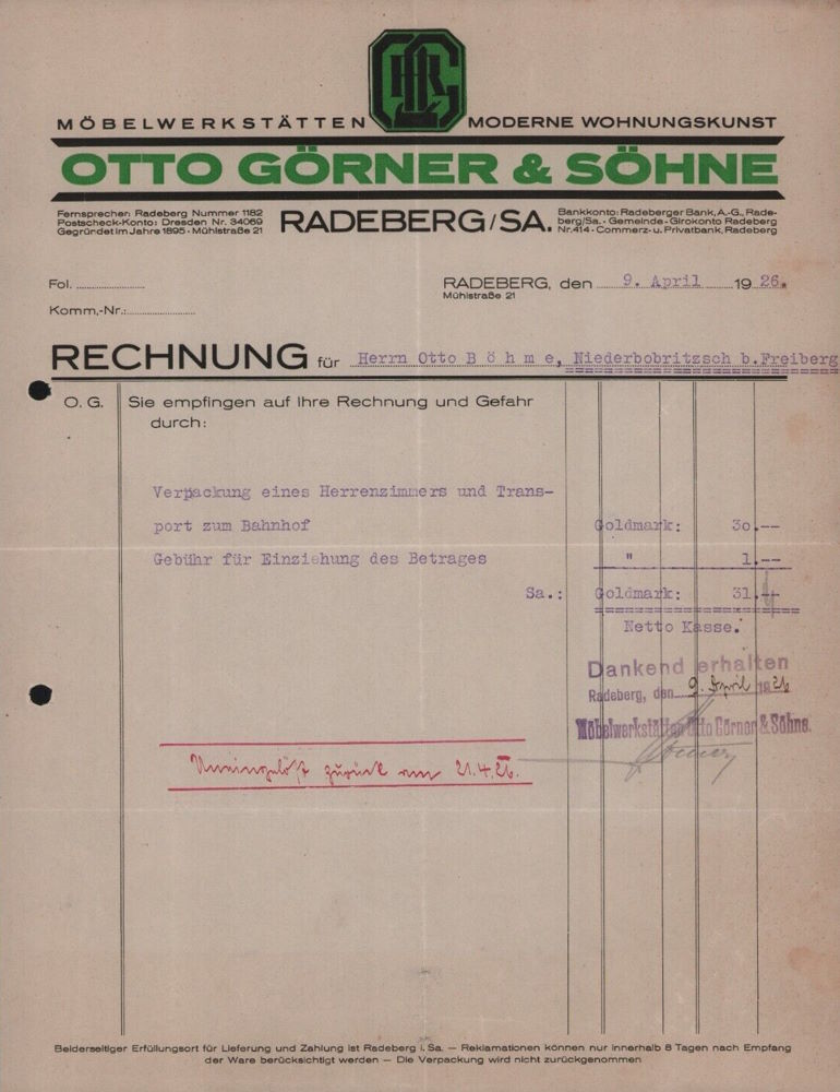 M&uuml;hlstra&szlig;e 21  Radeberg