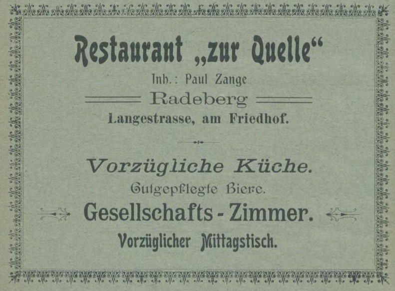 Otto-Uhlig-Straße 1 (1905 - 1927 Lange Straße 17, 1937 Lange Straße 1) / Pulsnitzer Straße Radeberg Otto-Uhlig-Straße 1 (1905 - 1927 Lange Straße 17, 1937 Lange Straße 1) / Pulsnitzer Straße Radeberg