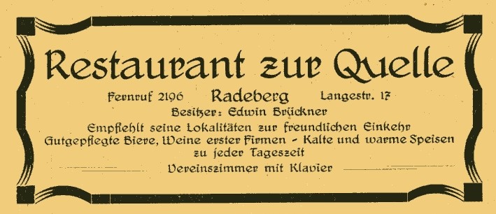 Otto-Uhlig-Straße 1 (1905 - 1927 Lange Straße 17, 1937 Lange Straße 1) / Pulsnitzer Straße Radeberg Otto-Uhlig-Straße 1 (1905 - 1927 Lange Straße 17, 1937 Lange Straße 1) / Pulsnitzer Straße Radeberg