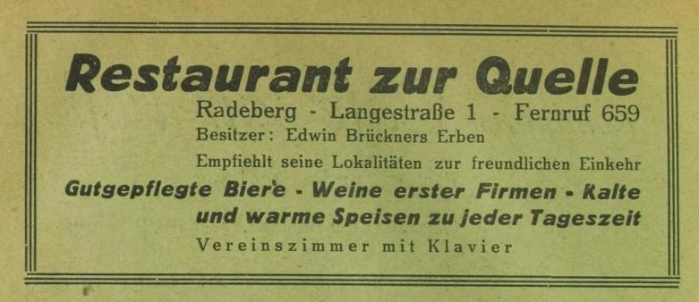 Otto-Uhlig-Straße 1 (1905 - 1927 Lange Straße 17, 1937 Lange Straße 1) / Pulsnitzer Straße Radeberg Otto-Uhlig-Straße 1 (1905 - 1927 Lange Straße 17, 1937 Lange Straße 1) / Pulsnitzer Straße Radeberg