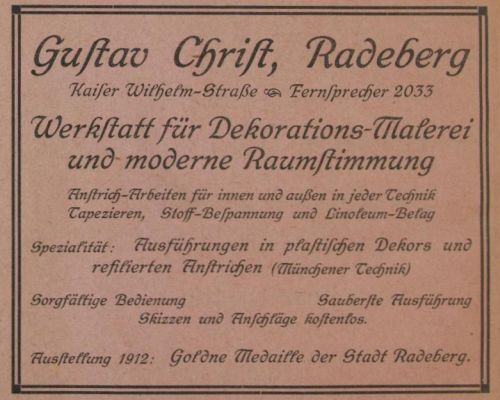 Pestalozzistra&szlig;e 4 (Kaiser-Wilhelm-Stra&szlig;e 4)  Radeberg