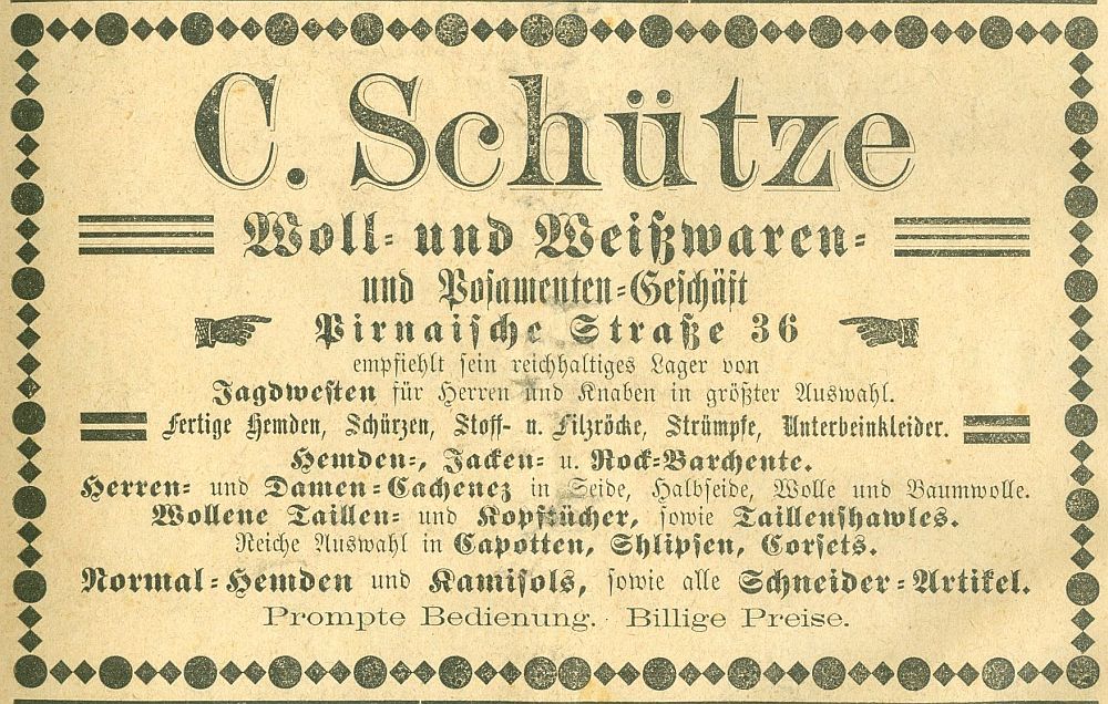 Pirnaer Straße 2 (vor 1903 Pirnaische Straße 36, 1903 - 1927 Pirnaer Straße 36) Radeberg Pirnaer Straße 2 (vor 1903 Pirnaische Straße 36, 1903 - 1927 Pirnaer Straße 36) Radeberg