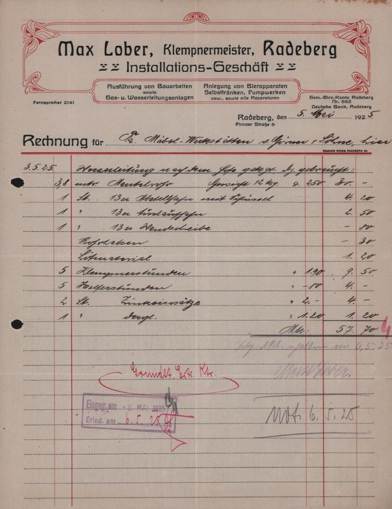 Pirnaer Straße 11 (vor 1905 Pirnaische Straße 6, 1910 - 1927 Pirnaer Straße 6) / Töpfergasse  Radeberg