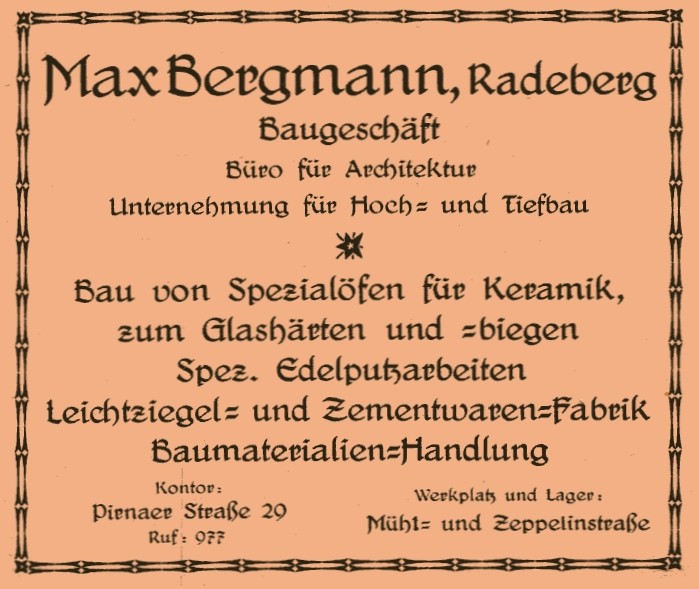 Pirnaer Stra&szlig;e 16 (1903 - 1927 Pirnaer Stra&szlig;e 29)  Radeberg