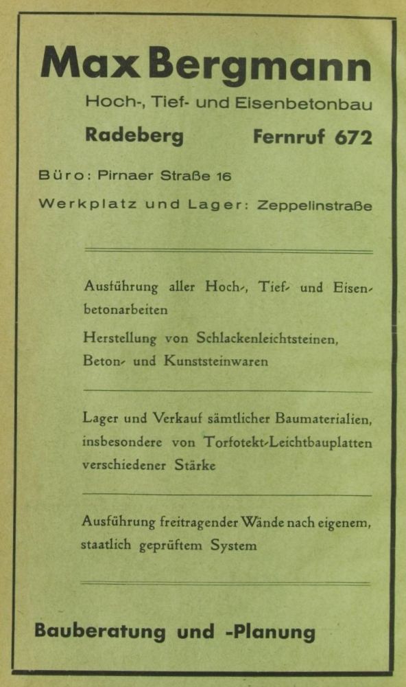 Pirnaer Stra&szlig;e 16 (1903 - 1927 Pirnaer Stra&szlig;e 29)  Radeberg