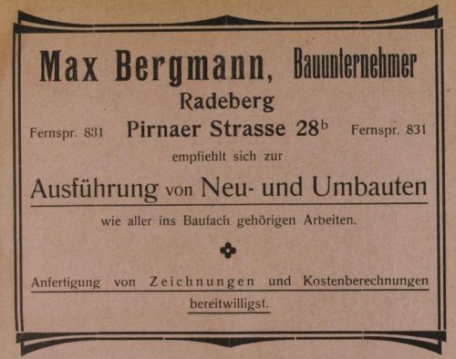 Pirnaer Straße 18 (1904 - 1927 Pirnaer Straße 28b) Radeberg Pirnaer Straße 18 (1904 - 1927 Pirnaer Straße 28b) Radeberg