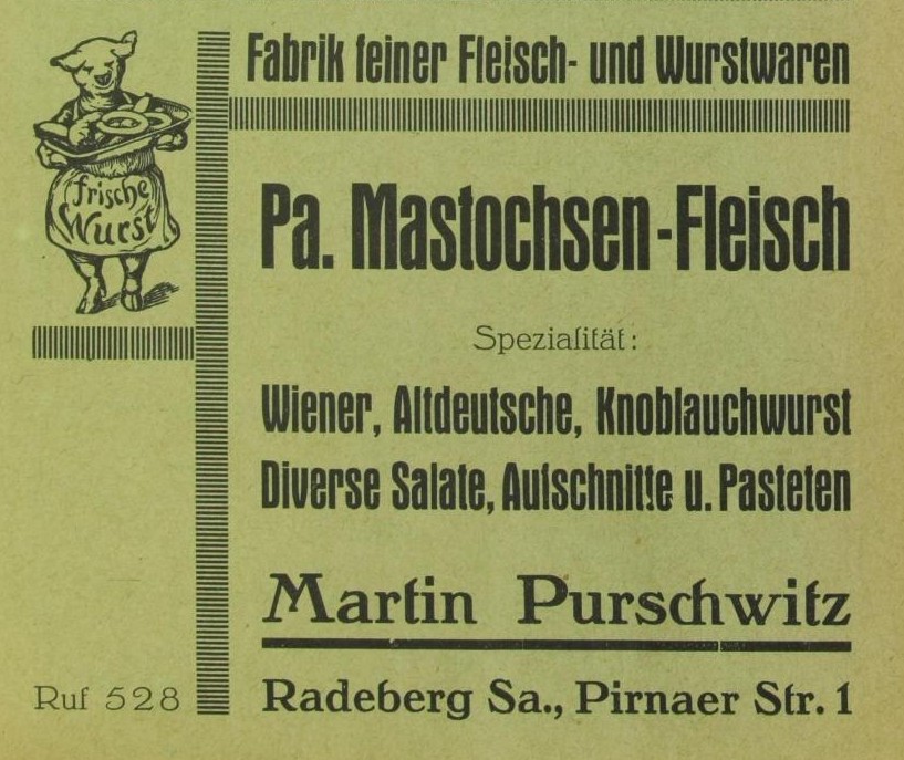 Pirnaer Stra&szlig;e 1 (vor 1903 Pirnaische Stra&szlig;e 1)  Radeberg