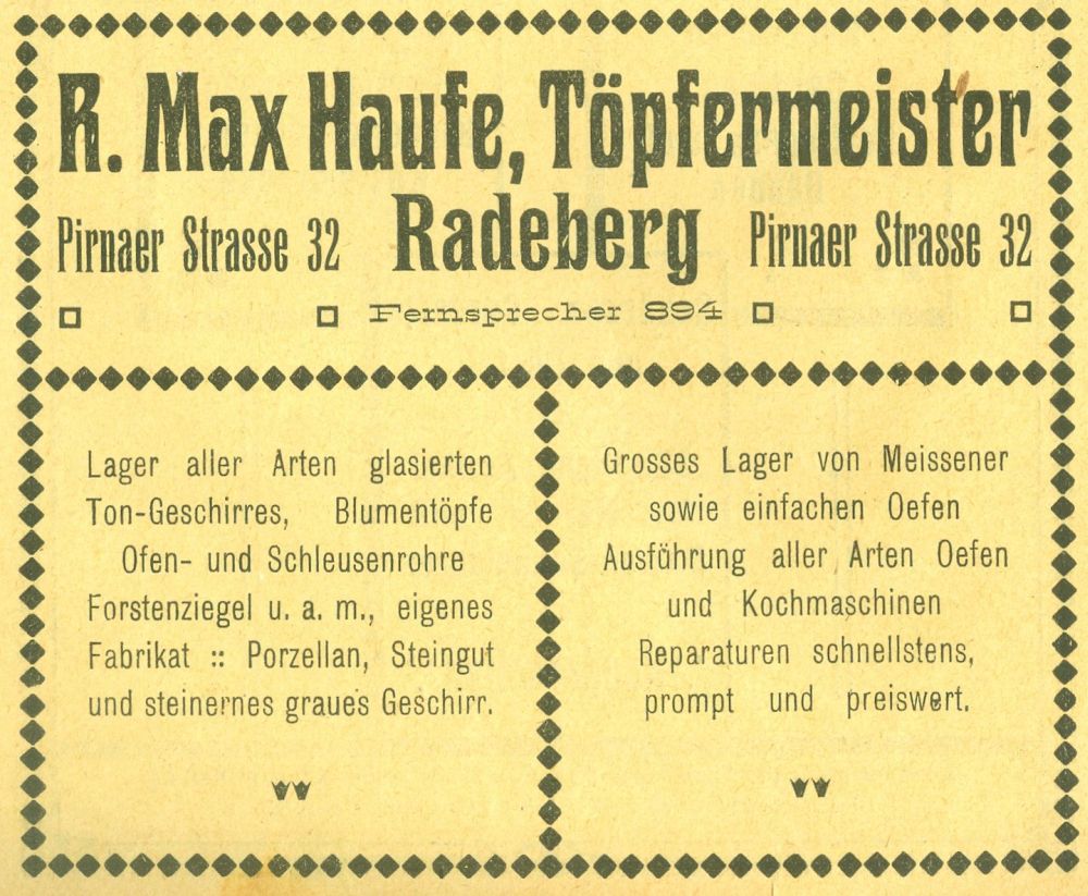 Pirnaer Stra&szlig;e 10 (1787 HNr. 55, vor 1903 Pirnaische Stra&szlig;e 32, 1903 - 1927 Pirnaer Stra&szlig;e 32)  Radeberg