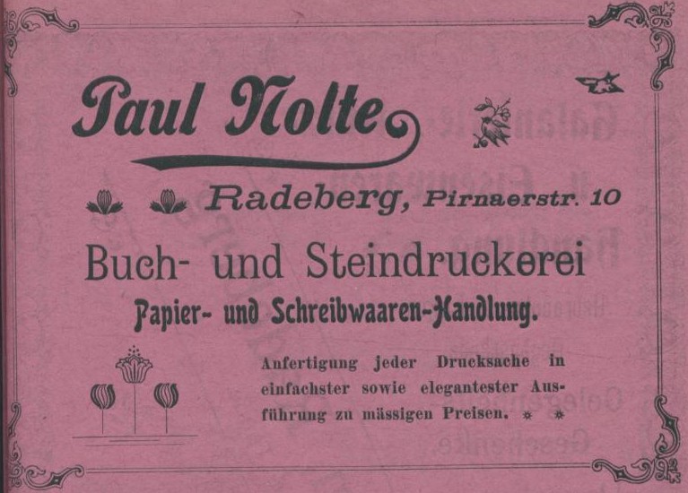 Pirnaer Stra&szlig;e 19 (vor 1903 Pirnaische Stra&szlig;e 10, 1903 - 1927 Pirnaer Stra&szlig;e 10)  Radeberg