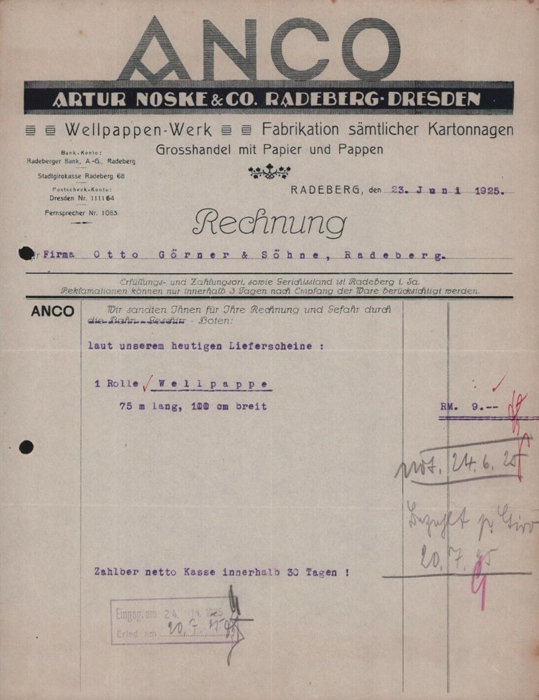 Pulsnitzer Straße 1 (1886 Neue Gasse 7, 1905 Neue Straße 7, 1910 - 1927 Bismarck-Straße 19)  Radeberg