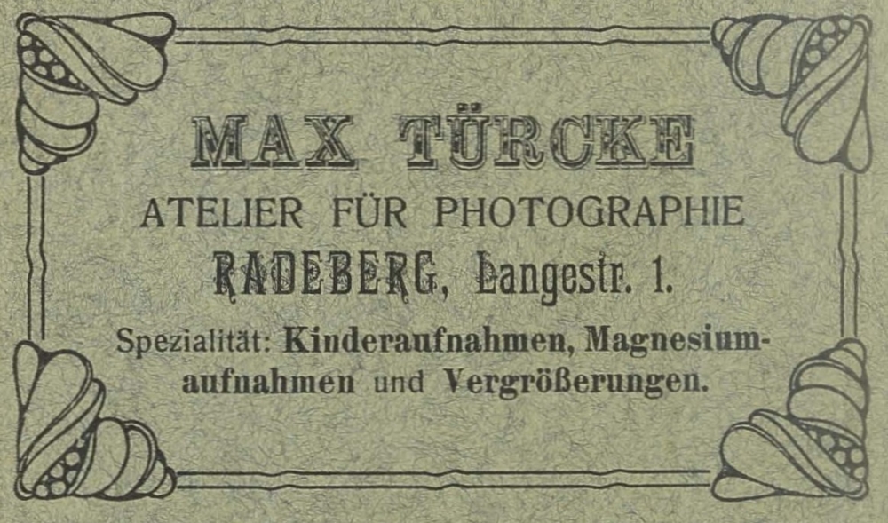 Pulsnitzer Stra&szlig;e 3 (1896 Langestra&szlig;e 1, 1905 - 1927 Lange Stra&szlig;e 1)  Radeberg