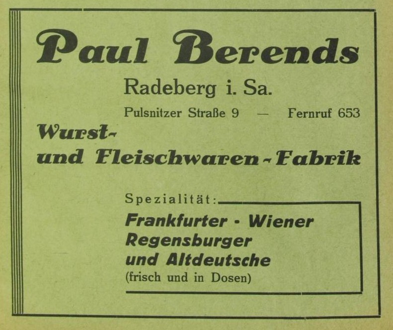 Pulsnitzer Stra&szlig;e 9 (1903 - 1927 Lange Stra&szlig;e 7)  Radeberg