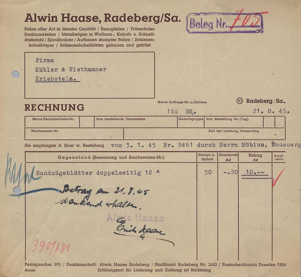 Rathenaustra&szlig;e 13 (vor 1905 Pillnitzer Stra&szlig;e 42, 1905 - 1927 K&ouml;nig Albert-Stra&szlig;e 13, 1927 Rathenaustra&szlig;e 13, 1937 Albertstra&szlig;e 13)  Radeberg