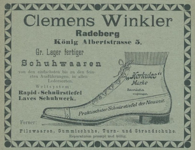 Rathenaustra&szlig;e 5 (1905-27 K&ouml;nig Albert-Stra&szlig;e 5, 1927 Rathenaustra&szlig;e 5, 1937 Albertstra&szlig;e 5)  Radeberg